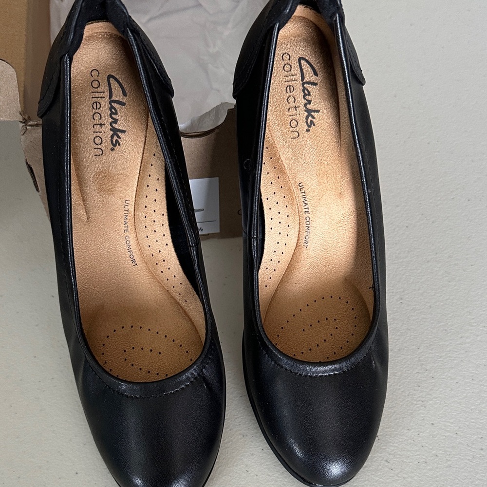 Clarks Black Leather Heels